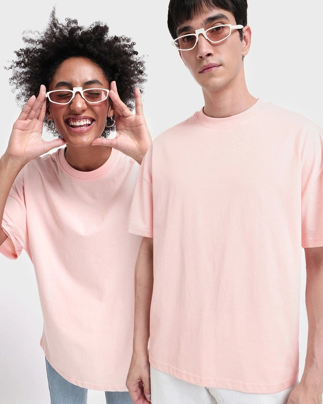Unisex Pink Streetwear T-shirt