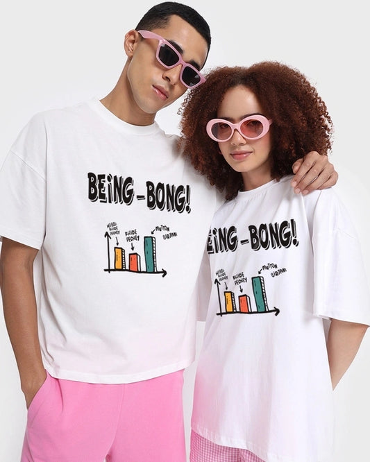Unisex White Being Bong Graphic Printed